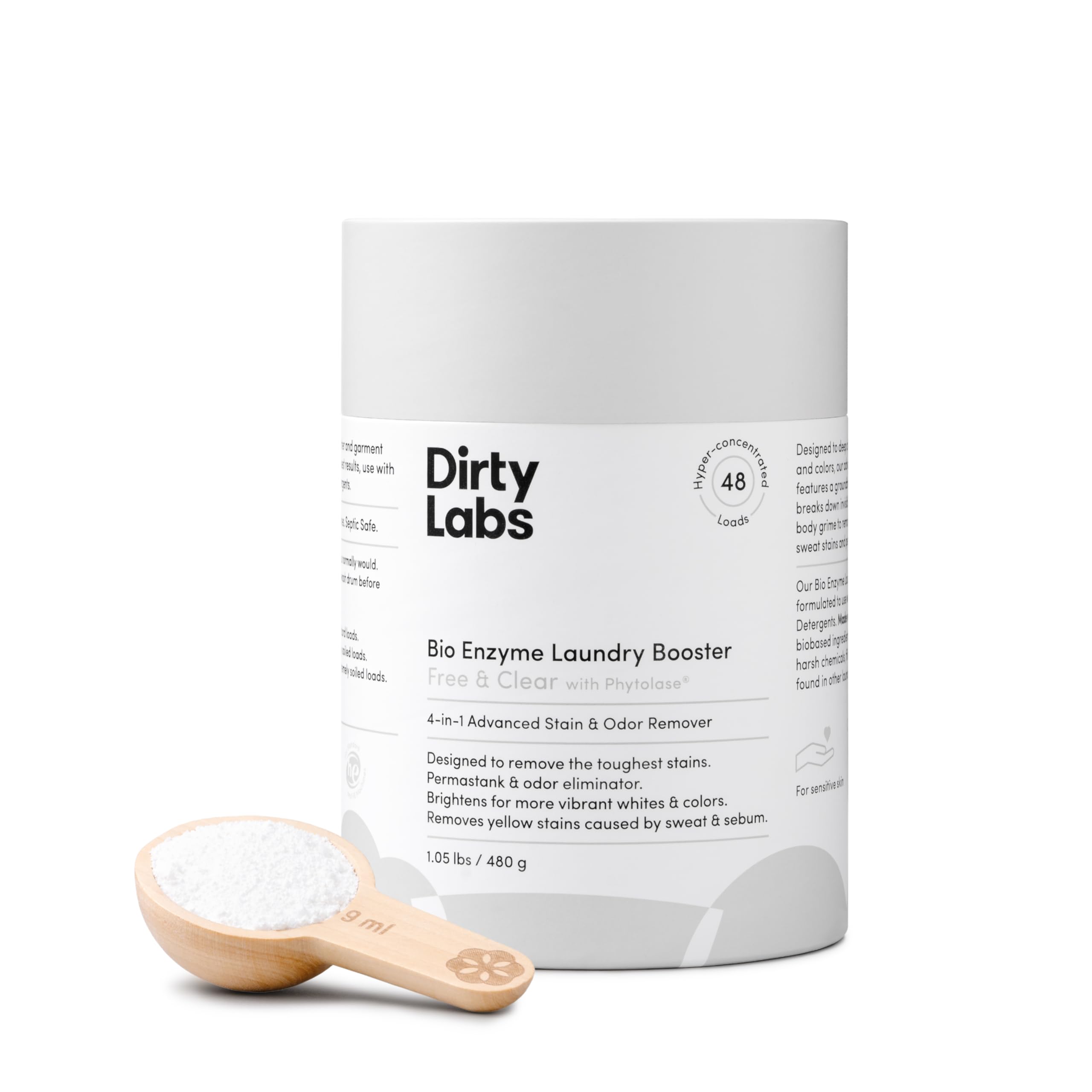 Dirty Labs Scent Free Bio Enzyme Laundry Booster for Nontoxic & Biodegradable Stain & Odor Removal U.S. EPA Safer Choice