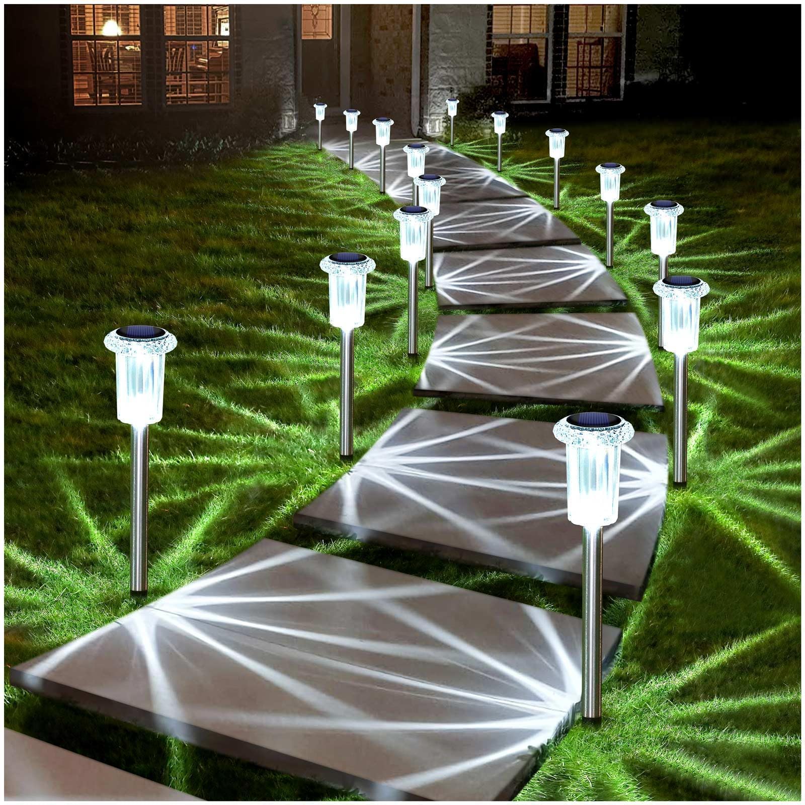 DenicMic Solar Lights 10 Pack Outdoor Waterproof LED Pathway Yard Garden Driveway Decor